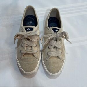 Sperry Kids Sneakers in golden tan Canvas